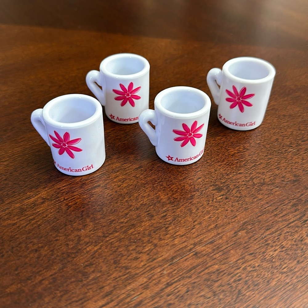 Set of 4 American Girl Doll Floral Mugs/Cups